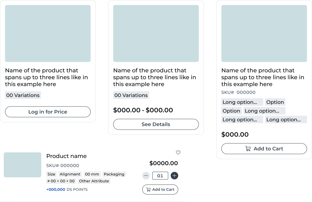 Image showing variations of a product card