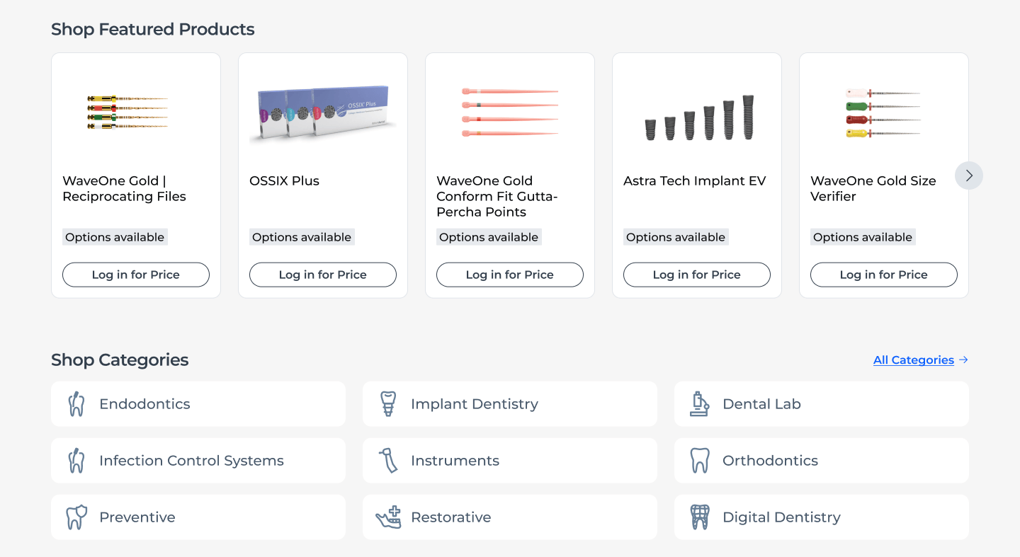 Screenshot of the Dentsply Sirona website
