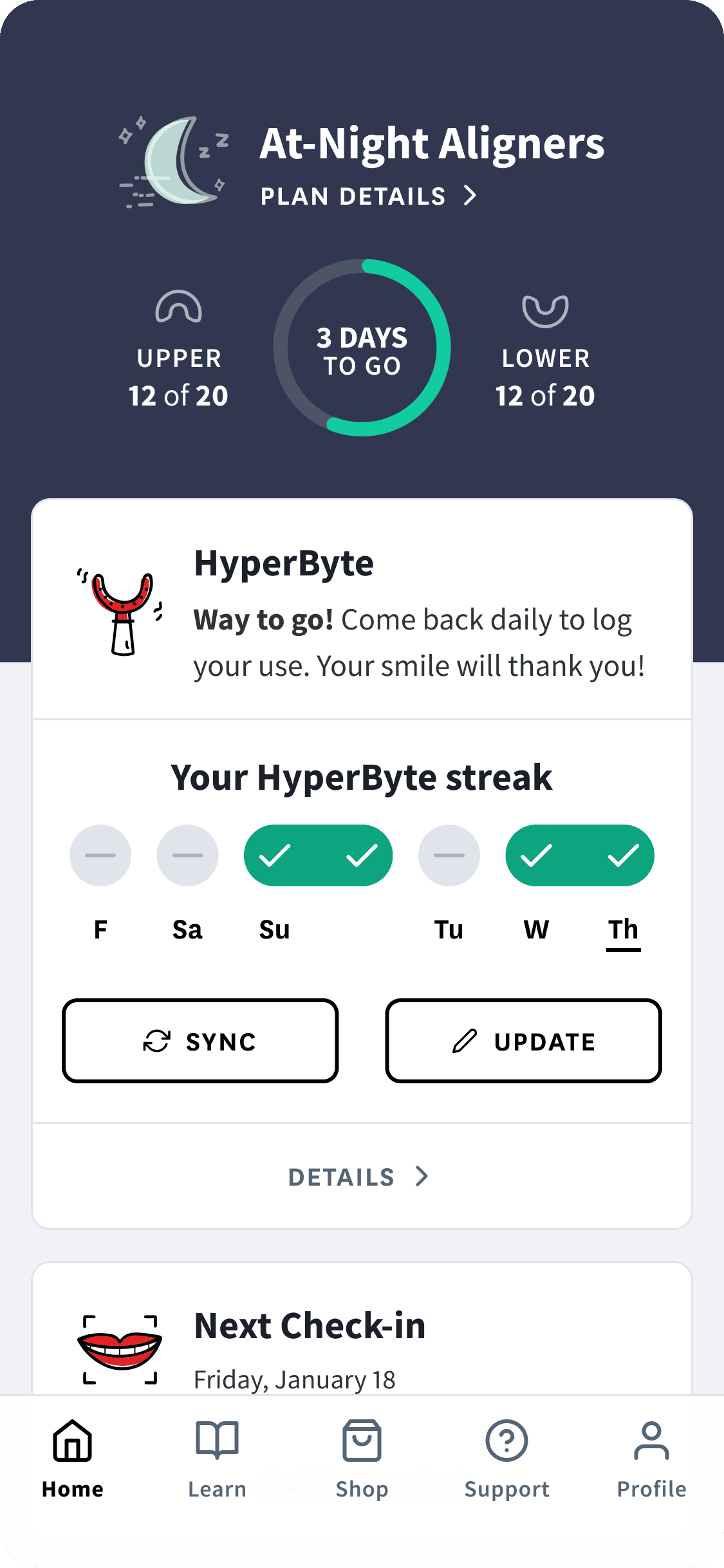 Screenshot of the My byte mobile app