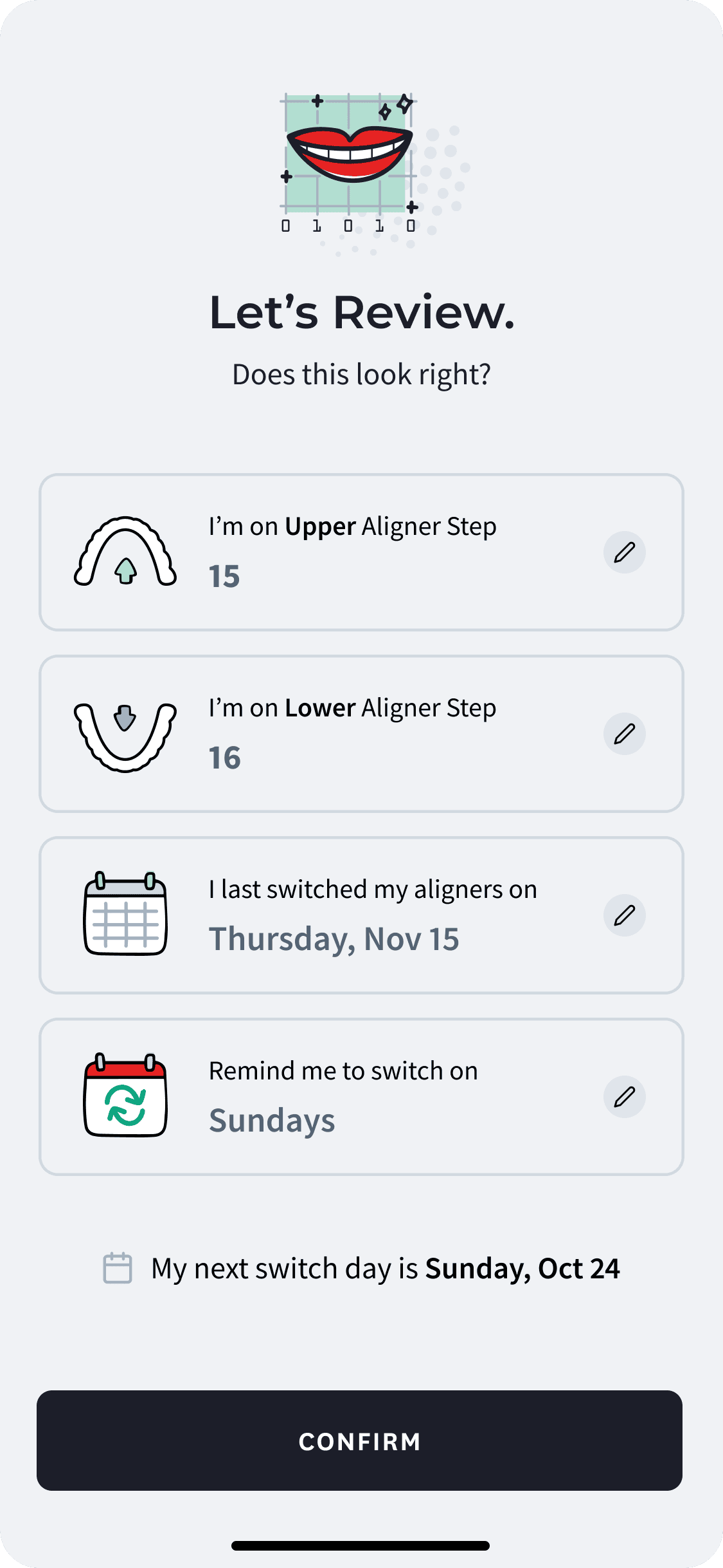 Screenshot of the My byte mobile app
